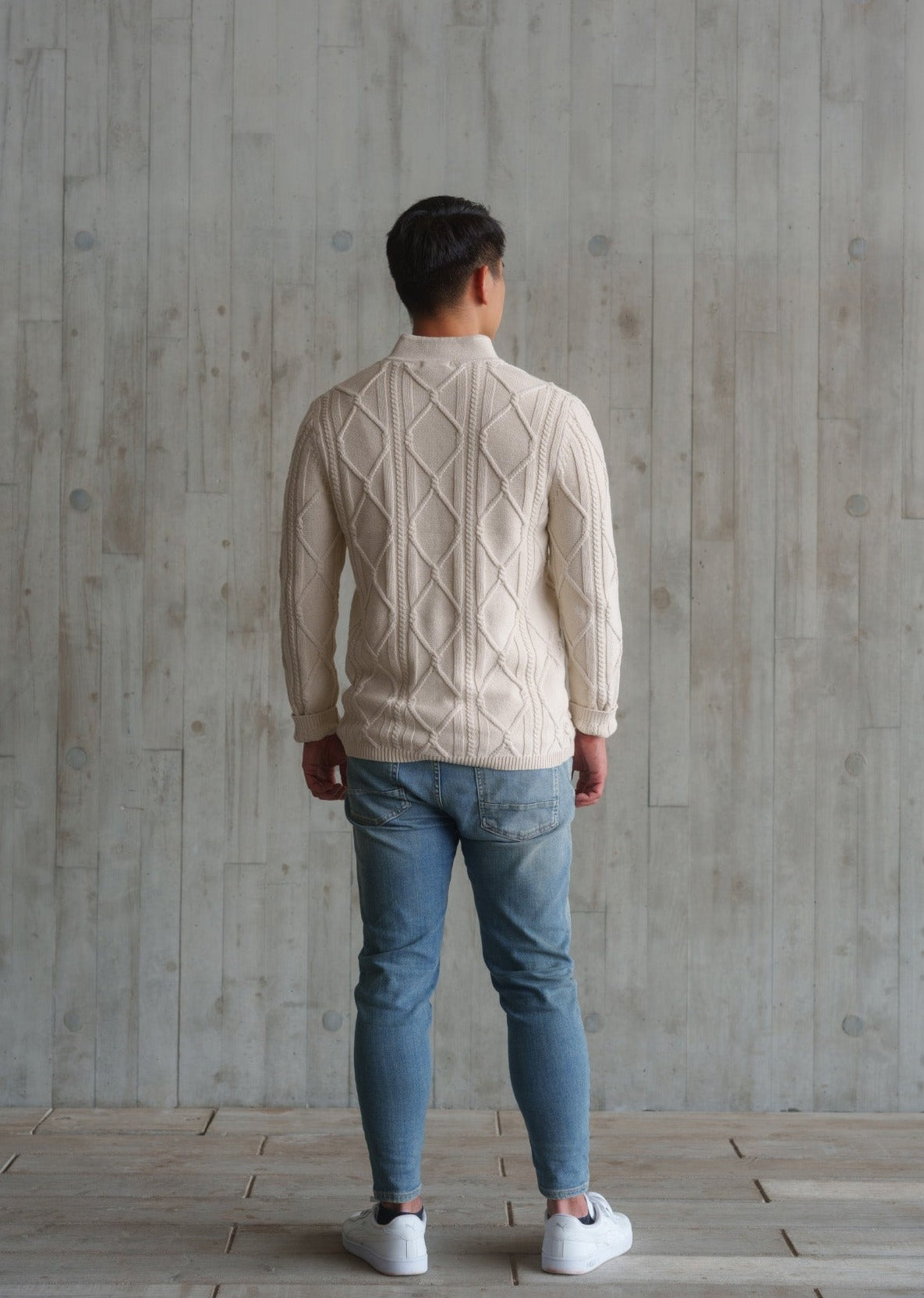 Cable Knit Tang Jacket (Ivory White)