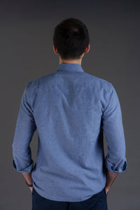 Men's Linen Tang Shirt (Light Blue)