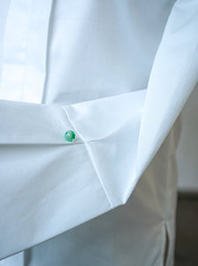 Signature Mandarin Blouse with Jade (White)