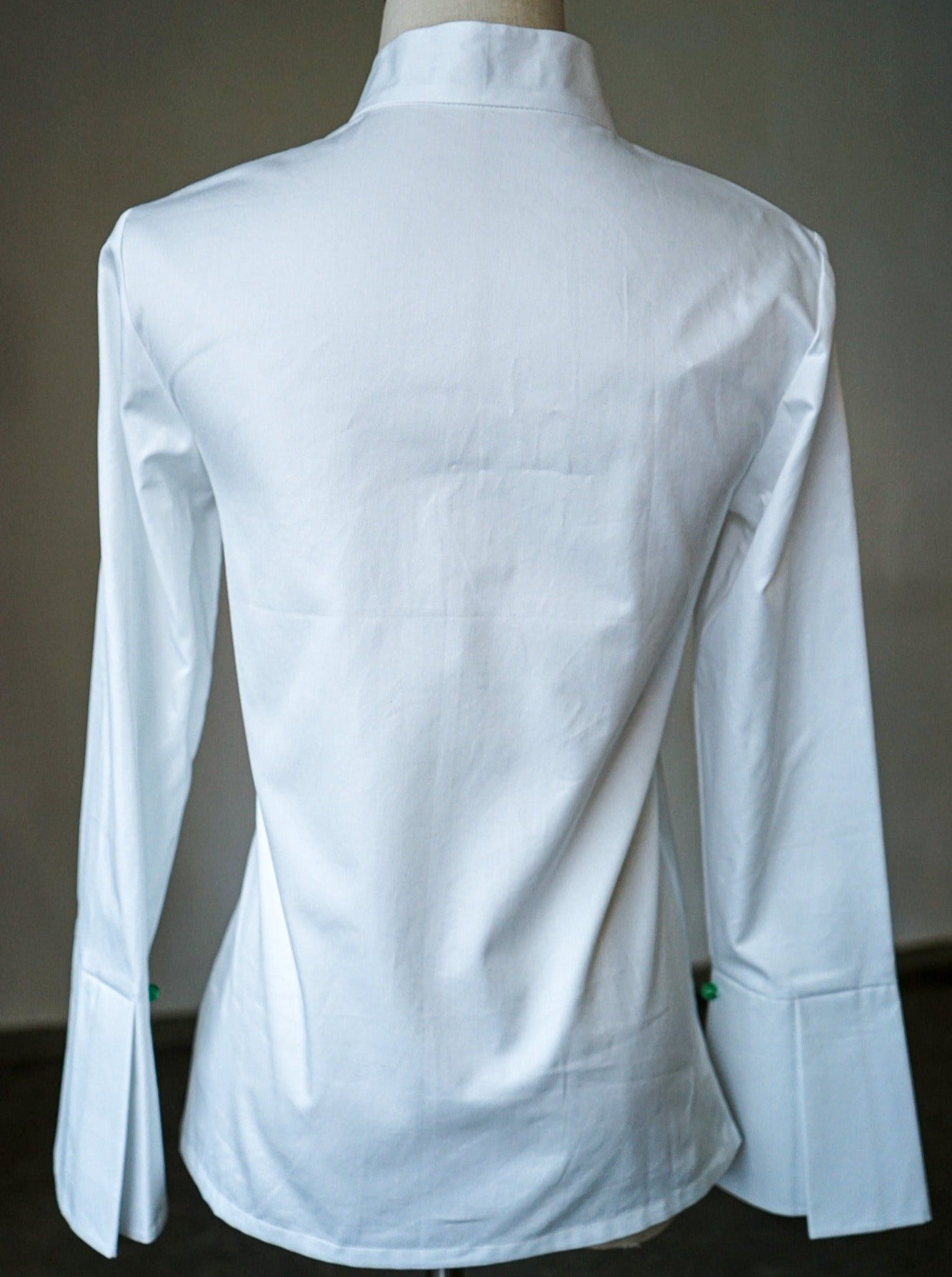 Signature Mandarin Blouse with Jade (White)