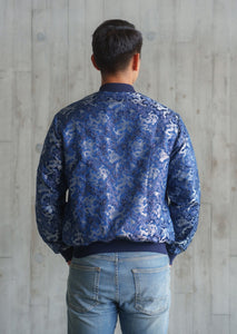 Men's Brocade Bomber Jacket (Blue)