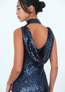 Sleeveless Scoop Back Sequins Qipao